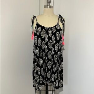 Black and White Sleeveless beach/pool cover up with Pink Accents